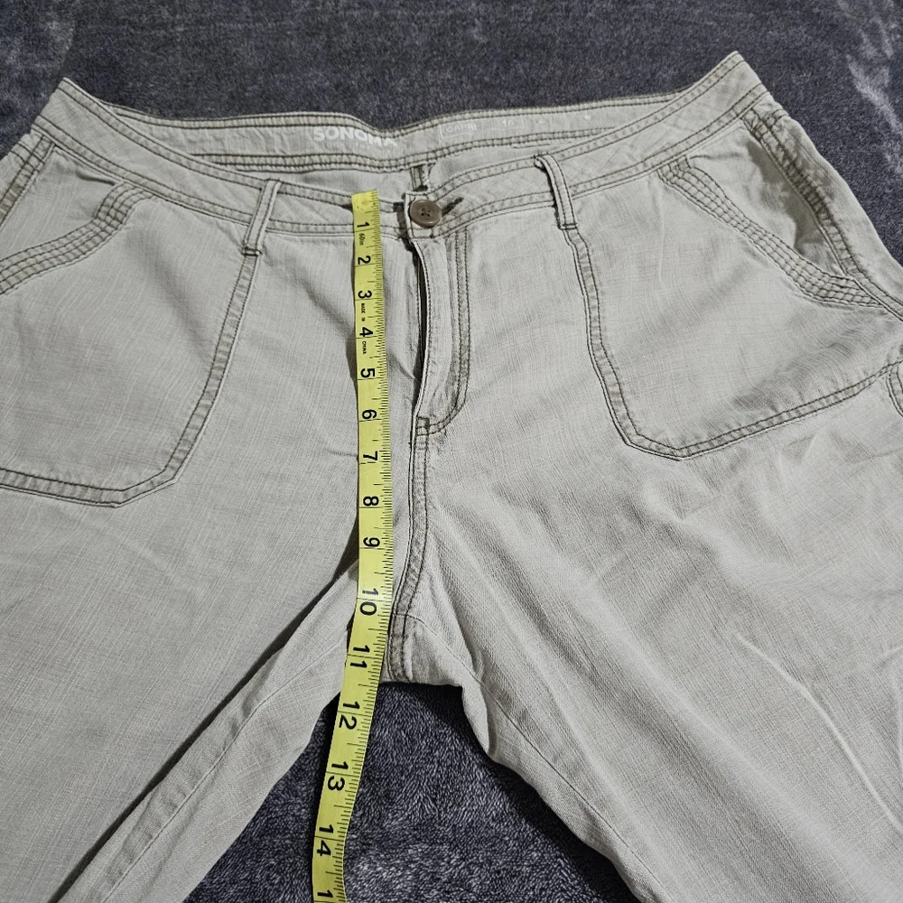 Sonoma Cargo Capri Cropped Pants Light Gray Cotton Lightweight Womens Size 16 - Picture 7 of 13